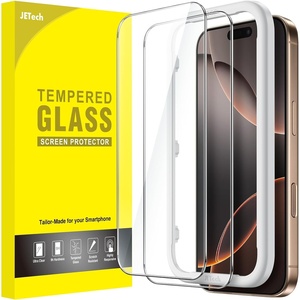 image:imageJETech Screen Protector for iPhone 17e16e13 Pro13 2Pack  9H Tempered Glass HD Clear AntiScratch Protection Easy Installation TooliPhone 16 Pro Max