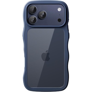 image:imageJETech Wavy Case for iPhone 17 Pro Max Orange  Cute Wavy Design Shockproof Protection Hard Clear PC Back Comfortable GripDark Blue