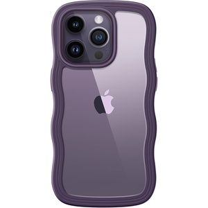 image:imageJETech Wavy Case for iPhone 17 Pro Max Orange  Cute Wavy Design Shockproof Protection Hard Clear PC Back Comfortable GripDeep Purple