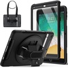 image:imageJETech Rugged Case for iPad 6th5th Gen 97 20182017 Black  Builtin Screen Protector 360 Rotating Hand Strap Stand Heavy Duty Shockproof ProtectionBlack