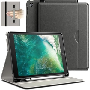 image:imageJETech Business Case Cover for iPad 6th5th Gen 97 20182017 Black  PU Leather Design Pencil Holder amp Pocket MultiAngle ViewingSpace Gray