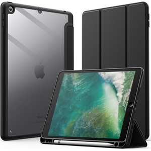 image:imageJETech Case Cover for iPad 6th5th Gen 97 20182017 Black  Clear Transparent Back Pencil Holder Slim Shockproof Protection TriFold Stand Auto WakeSleepBlack