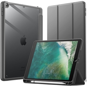 image:imageJETech Case Cover for iPad 6th5th Gen 97 20182017 Black  Clear Transparent Back Pencil Holder Slim Shockproof Protection TriFold Stand Auto WakeSleepSpace Gray