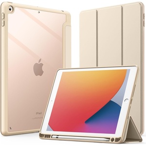 image:imageJETech Case Cover for iPad 9th8th7th Gen 102 Black  Clear Transparent Back Pencil Holder Slim Shockproof Protection TriFold Stand Auto WakeSleepBeige