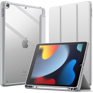 image:imageJETech Case Cover for iPad 9th8th7th Gen 102 Black  Clear Transparent Back Pencil Holder Slim Shockproof Protection TriFold Stand Auto WakeSleepSilver