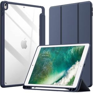 image:imageJETech Case Cover for iPad Pro 105 iPad Air 3rd Gen 2019 Black  For iPad Pro 105 2017 iPad Air 2019 Model Clear Back Pencil Holder Slim Shockproof TriFold Stand Auto WakeSleepNavy