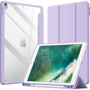 image:imageJETech Case Cover for iPad Pro 105 iPad Air 3rd Gen 2019 Black  For iPad Pro 105 2017 iPad Air 2019 Model Clear Back Pencil Holder Slim Shockproof TriFold Stand Auto WakeSleepLight Purple