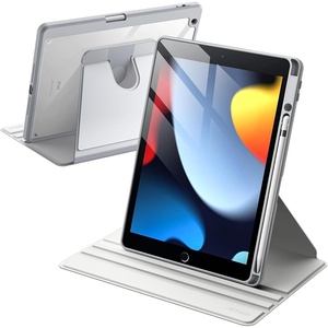 image:imageJETech Rotating Case Cover for iPad 9th8th7th Gen 102 Black  360 Rotation Stand Clear Back Design Auto WakeSleep Pencil Holder Full ProtectionSilver