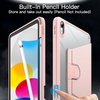 image:imageJETech Rotating Case Cover for iPad A16 11th10th Gen Navy  For 20252022 Model 360 Rotation Stand Clear Back Auto WakeSleep Pencil Holder Full ProtectionSandy Pink