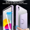 image:imageJETech Rotating Case Cover for iPad A16 11th10th Gen Navy  For 20252022 Model 360 Rotation Stand Clear Back Auto WakeSleep Pencil Holder Full ProtectionLight Purple