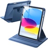 image:imageJETech Rotating Case Cover for iPad A16 11th10th Gen Navy  For 20252022 Model 360 Rotation Stand Clear Back Auto WakeSleep Pencil Holder Full ProtectionNavy