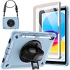 image:imageJETech Rugged Case for iPad A16 11th10th Gen Black  For 20252022 Model Builtin Screen Protector Rotating Hand Strap Stand Heavy Duty Shockproof ProtectionBlue