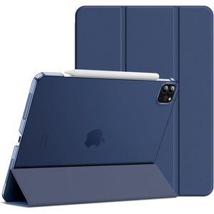 image:imageJETech Case Cover for iPad Pro 11 4321 2022202120202018 Black  Slim Translucent Back Design TriFold Stand Auto WakeSleep Lightweight Shockproof ProtectionDeep Navy