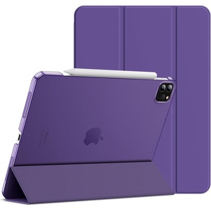 image:imageJETech Case Cover for iPad Pro 11 4321 2022202120202018 Black  Slim Translucent Back Design TriFold Stand Auto WakeSleep Lightweight Shockproof ProtectionPurple