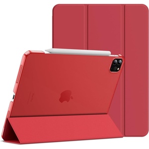 image:imageJETech Case Cover for iPad Pro 11 4321 2022202120202018 Black  Slim Translucent Back Design TriFold Stand Auto WakeSleep Lightweight Shockproof ProtectionRed
