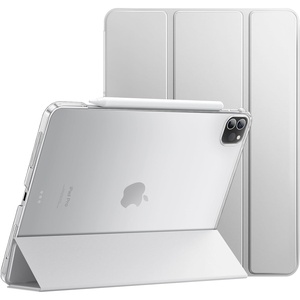 image:imageJETech Case Cover for iPad Pro 11 4321 2022202120202018 Black  Slim Translucent Back Design TriFold Stand Auto WakeSleep Lightweight Shockproof ProtectionSilver