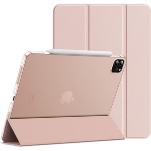image:imageJETech Case Cover for iPad Pro 11 4321 2022202120202018 Black  Slim Translucent Back Design TriFold Stand Auto WakeSleep Lightweight Shockproof ProtectionRose Gold