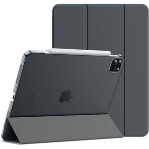 image:imageJETech Case Cover for iPad Pro 11 4321 2022202120202018 Black  Slim Translucent Back Design TriFold Stand Auto WakeSleep Lightweight Shockproof ProtectionDark Grey