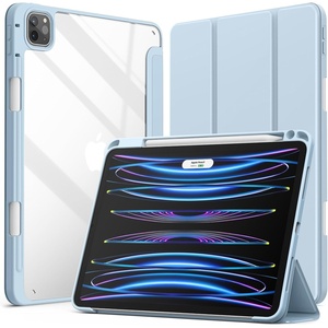 image:imageJETech Case Cover for iPad Pro 11 4321 Black  For 2022202120202018 Model Clear Back Pencil Holder Slim Shockproof TriFold Stand Auto WakeSleepLight Blue