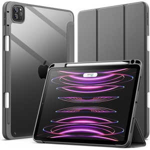 image:imageJETech Case Cover for iPad Pro 11 4321 Black  For 2022202120202018 Model Clear Back Pencil Holder Slim Shockproof TriFold Stand Auto WakeSleepSpace Gray