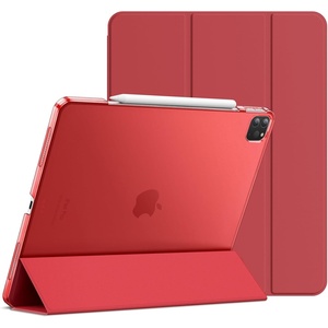 image:imageJETech Case Cover for iPad Pro 129 4th3rd Gen 20202018 Black  Slim Translucent Back Design TriFold Stand Auto WakeSleep Lightweight Shockproof ProtectionRed