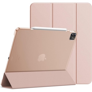 image:imageJETech Case Cover for iPad Pro 129 4th3rd Gen 20202018 Black  Slim Translucent Back Design TriFold Stand Auto WakeSleep Lightweight Shockproof ProtectionRose Gold