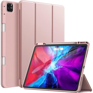 image:imageJETech Case Cover for iPad Pro 129 4th3rd Gen 20202018 Black  Soft TPU Protection Pencil Holder TriFold Stand Pencil Charging Support Shockproof Lightweight Design Auto WakeSleepRose Gold