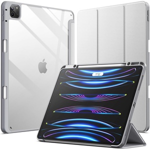 image:imageJETech Case Cover for iPad Pro 129 6543 Black  For 2022202120202018 Model Clear Back Pencil Holder Slim Shockproof TriFold Stand Auto WakeSleepSilver