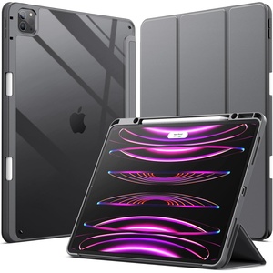 image:imageJETech Case Cover for iPad Pro 129 6543 Black  For 2022202120202018 Model Clear Back Pencil Holder Slim Shockproof TriFold Stand Auto WakeSleepSpace Gray