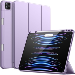 image:imageJETech Case Cover for iPad Pro 129 6th5th Gen 20222021 Black  Soft TPU Protection Pencil Holder TriFold Stand Pencil Charging Support Shockproof Lightweight Design Auto WakeSleepLight Purple