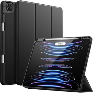 image:imageJETech Case Cover for iPad Pro 129 6th5th Gen 20222021 Black  Soft TPU Protection Pencil Holder TriFold Stand Pencil Charging Support Shockproof Lightweight Design Auto WakeSleepBlack