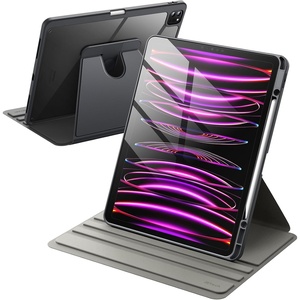 image:imageJETech Rotating Case Cover for iPad Pro 129 6543 Black  For 2022202120202018 Model 360 Rotation Stand Clear Back Design Auto WakeSleep Pencil Holder Full ProtectionSpace Gray