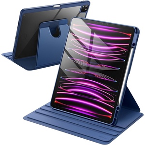 image:imageJETech Rotating Case Cover for iPad Pro 129 6543 Black  For 2022202120202018 Model 360 Rotation Stand Clear Back Design Auto WakeSleep Pencil Holder Full ProtectionNavy