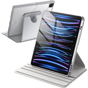 image:imageJETech Rotating Case Cover for iPad Pro 129 6543 Black  For 2022202120202018 Model 360 Rotation Stand Clear Back Design Auto WakeSleep Pencil Holder Full ProtectionSilver