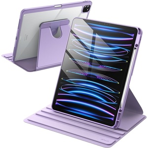 image:imageJETech Rotating Case Cover for iPad Pro 129 6543 Black  For 2022202120202018 Model 360 Rotation Stand Clear Back Design Auto WakeSleep Pencil Holder Full ProtectionLight Purple