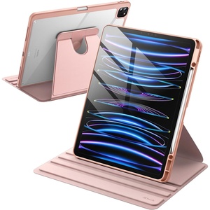 image:imageJETech Rotating Case Cover for iPad Pro 129 6543 Black  For 2022202120202018 Model 360 Rotation Stand Clear Back Design Auto WakeSleep Pencil Holder Full ProtectionRose Gold