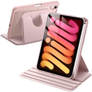 image:imageJETech Rotating Case Cover for iPad mini A17 Pro6th Gen Purple  For 83 20242021 Model 360 Rotation Stand Clear Back Design Auto WakeSleep Pencil Holder Full ProtectionPink