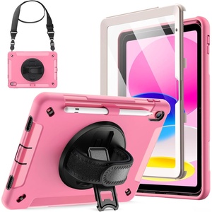 image:imageJETech Rugged Case for iPad A16 11th10th Gen Black  For 20252022 Model Builtin Screen Protector Rotating Hand Strap Stand Heavy Duty Shockproof ProtectionPink