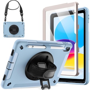image:imageJETech Rugged Case for iPad A16 11th10th Gen Black  For 20252022 Model Builtin Screen Protector Rotating Hand Strap Stand Heavy Duty Shockproof ProtectionBlue