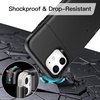 image:imageJETech Wallet Case for iPhone 1212 Pro Black  Hidden Sliding Card Slot DualLayer Shockproof Protection Card HolderBlack