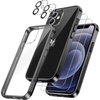 image:imageJETech 5 in 1 Case for iPhone 12 AntiYellowing Clear  2 Tempered Glass Screen Protectors 2 Camera Lens Protectors Shockproof Bumper Phone CoverBlack