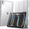 image:imageJETech Case for iPad Pro 11 M5M4 Black  Cover for 20252024 Model Clear Transparent Back Pencil Holder Slim Shockproof Protection TriFold Stand Auto WakeSleepSilver