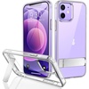image:imageJETech Kickstand Case for iPhone 1212 Pro Clear  3Way Metal Kickstand Supports Wireless Charging Slim Shockproof Bumper Clear BackClear