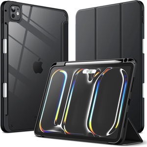 image:imageJETech Case for iPad Pro 11 M5M4 Black  Cover for 20252024 Model Clear Transparent Back Pencil Holder Slim Shockproof Protection TriFold Stand Auto WakeSleepBlack