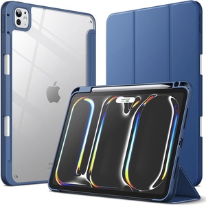 image:imageJETech Case for iPad Pro 11 M5M4 Black  Cover for 20252024 Model Clear Transparent Back Pencil Holder Slim Shockproof Protection TriFold Stand Auto WakeSleepNavy