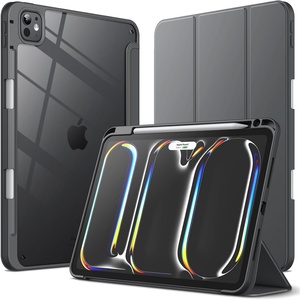 image:imageJETech Case for iPad Pro 11 M5M4 Black  Cover for 20252024 Model Clear Transparent Back Pencil Holder Slim Shockproof Protection TriFold Stand Auto WakeSleepSpace Gray