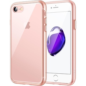 image:imageJETech Case for iPhone SE 32 iPhone 87 AntiYellowing Clear  Shockproof Protection Scratch Resistant Hard PC Back Durable Transparent TPU BumperRose Gold