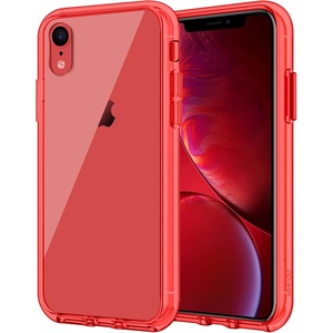 image:imageJETech Case for iPhone XR AntiYellowing Clear  Shockproof Protection Scratch Resistant Hard PC Back Durable Transparent TPU BumperRed