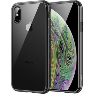 image:imageJETech Case for iPhone Xs and iPhone X AntiYellowing Clear  Shockproof Protection Scratch Resistant Hard PC Back Durable Transparent TPU BumperBlack