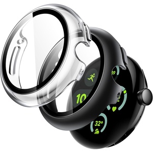 image:imageJETech Case with Screen Protector for Pixel Watch 321 41mm BlackBlack  Builtin Tempered Glass High Touch Sensitivity Full Protection Hard PC DesignBlackClear